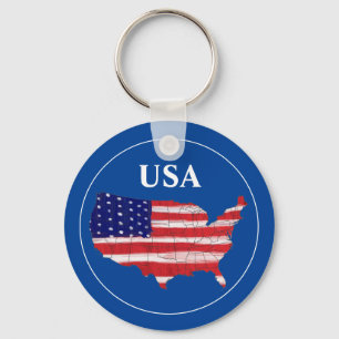 USA Karta och Flagga Nyckelring