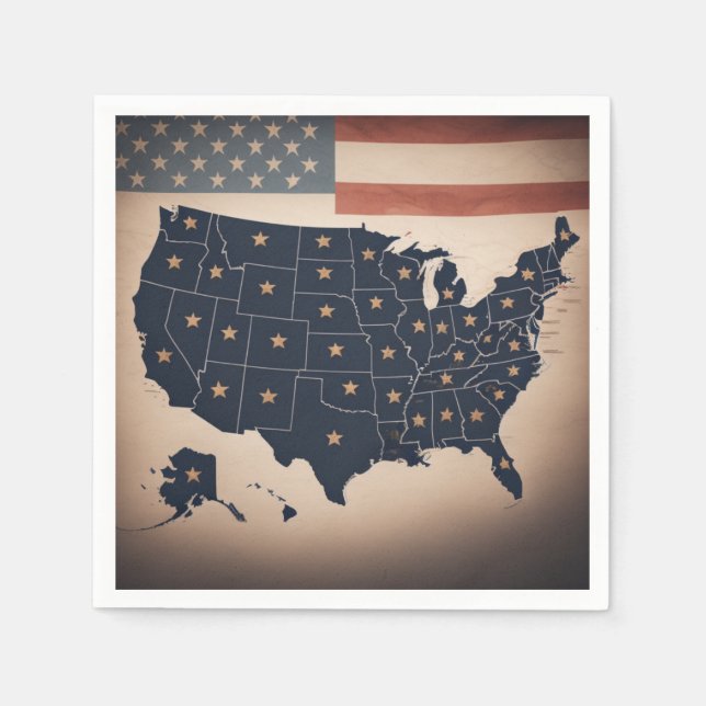 USA-karta Pappersservett (Framsidan)