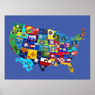 USA-karta Poster