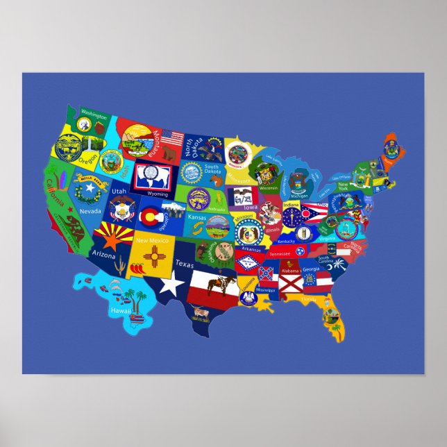 USA-karta Poster (Framsidan)
