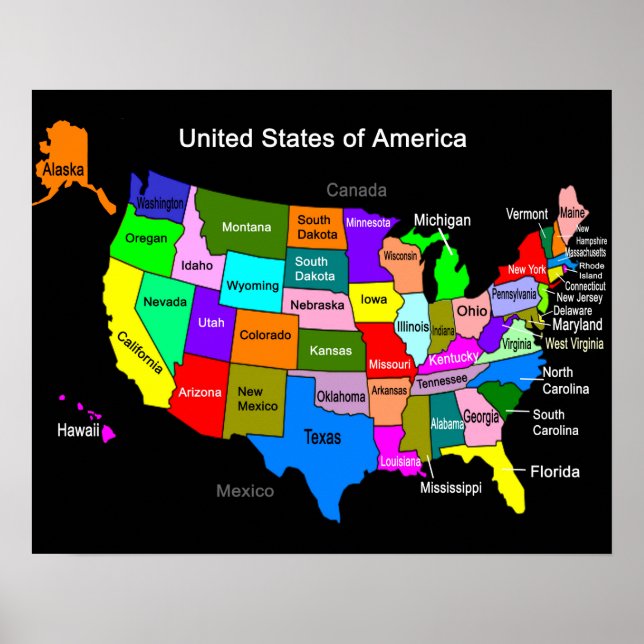 USA KARTA POSTER (Framsidan)
