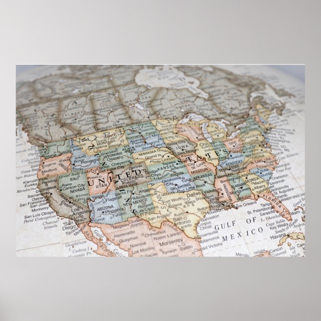 USA-karta Poster (Framsidan)