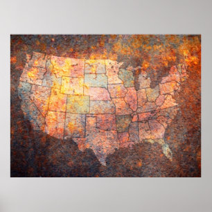USA karta Poster
