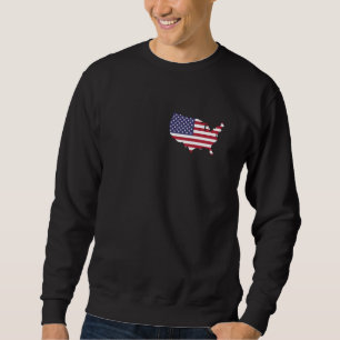 USA Karta Shirt, United Stater Karta Shirt, Flagga Lång Ärmad Tröja