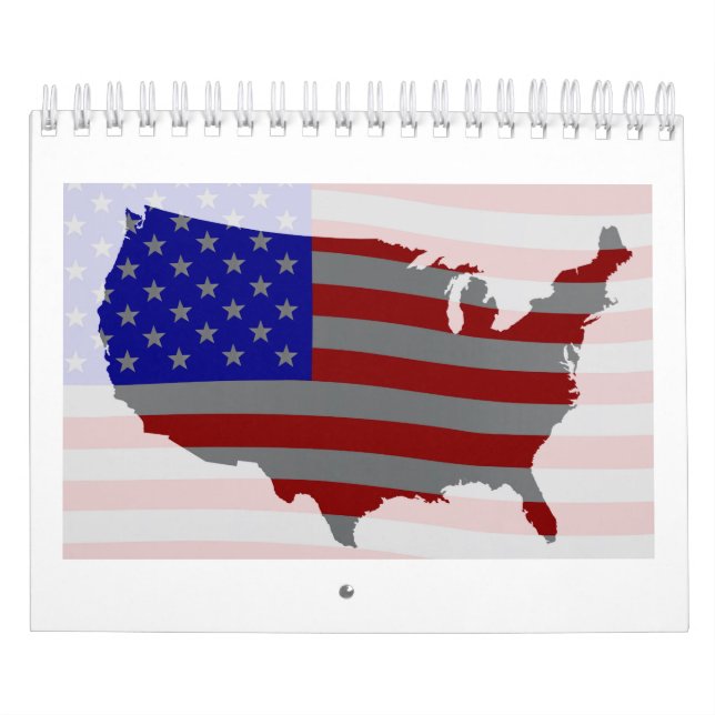 USA Karta Silhouette och Flagga Kalender (Omslag)