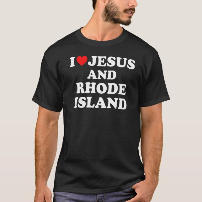 USA Karta, stolt kristen i Kärlek Jesus och Rhode  T Shirt (Framsida)