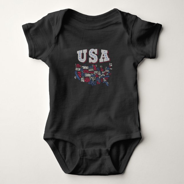 USA Karta USA stater Amerika T Shirt (Framsida)
