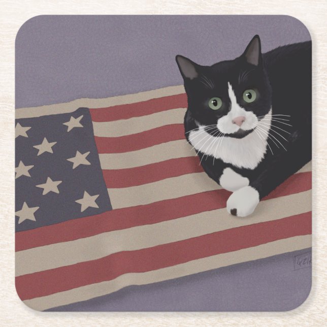 USA Katt  Underlägg Papper Kvadrat (Framsidan)