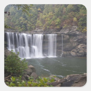 USA - Kentucky. Cumberland Falls på Fyrkantigt Klistermärke