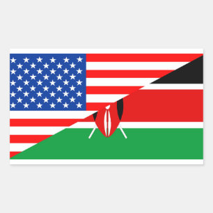 usa Kenya land halv flagga america-symbol Rektangulärt Klistermärke