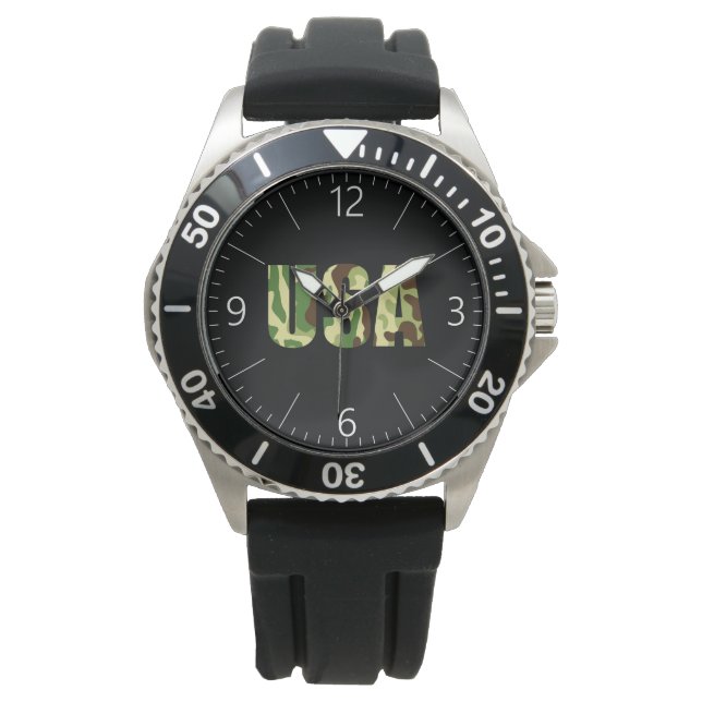 USA-khaki-kamouflage-skylt Armbandsur (Framsida)