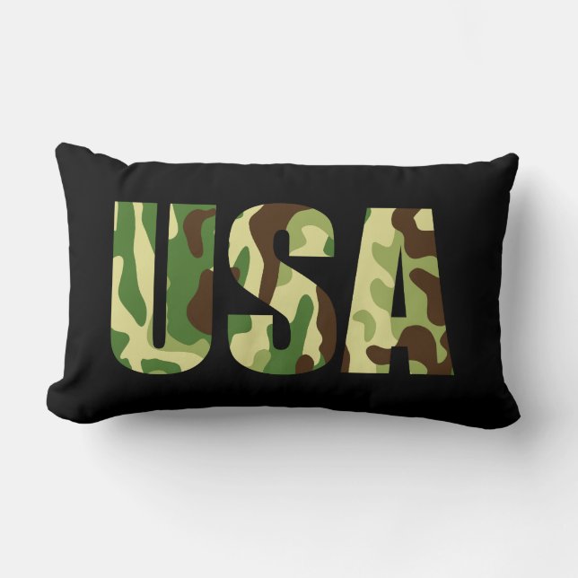 USA-khaki-kamouflage-skylt Lumbarkudde (Framsida)
