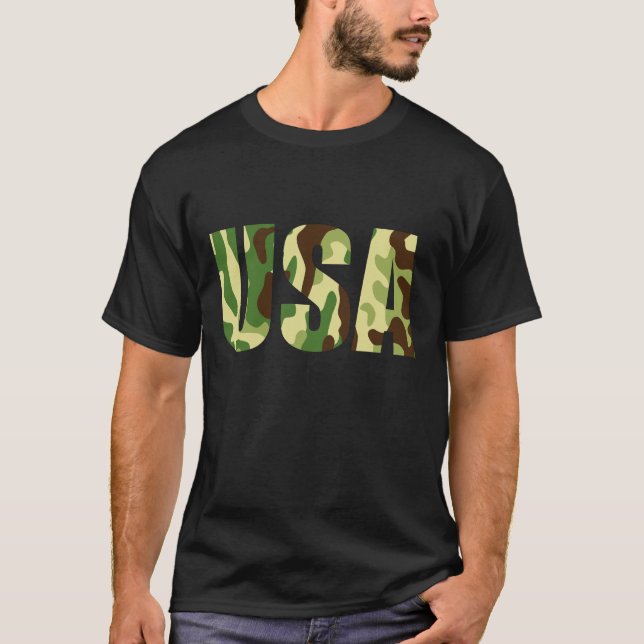 USA-khaki-kamouflage-skylt T Shirt (Framsida)