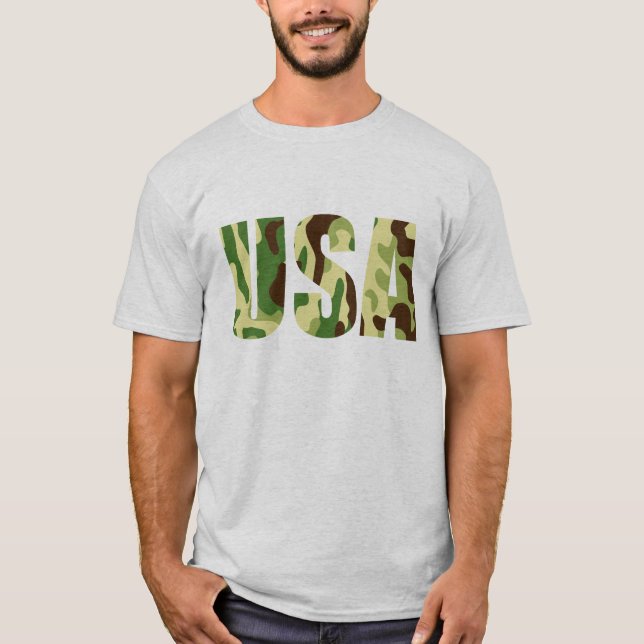 USA-khaki-kamouflage-skylt T Shirt (Framsida)