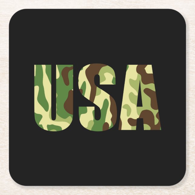 USA-khaki-kamouflage-skylt Underlägg Papper Kvadrat (Framsidan)