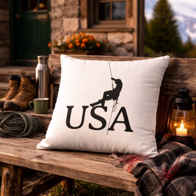 USA Klättring Silhuett Minimalistisk Dekoration Kudde (Skapare uppladdad)