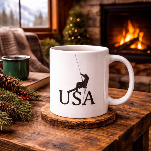 USA Klättring Silhuett Minimalistisk Design Jumbo Mugg