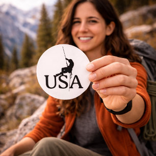 USA Klippklättring Siluett Minimalistisk Runt Klistermärke