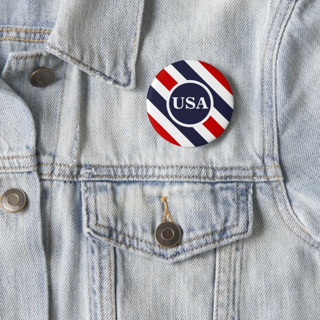 USA-knapp för Rött vitt blått randomiserad rundtur Knapp (In Situ)