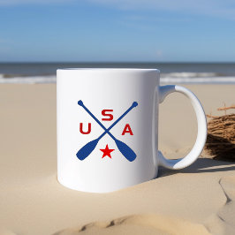 USA korsade Paddle Oars med Star Light-Färg Kaffemugg