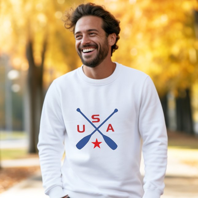 USA korsade Paddle Oars med Star Light-Färg Lång Ärmad Tröja (Skapare uppladdad)