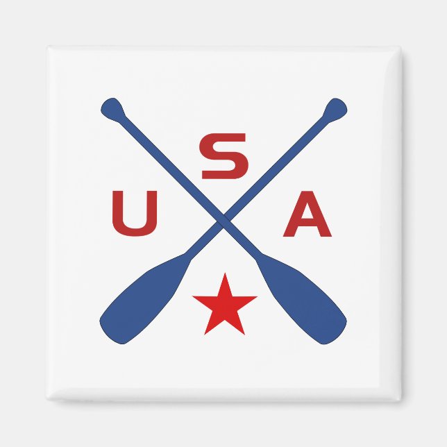 USA korsade Paddle Oars med Star Light-Färg Magnet (Framsidan)