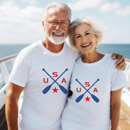 USA korsade Paddle Oars med Star Light-Färg T Shirt
