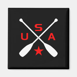 USA korsade Paddle Oars med Star Mörk Färg Magnet