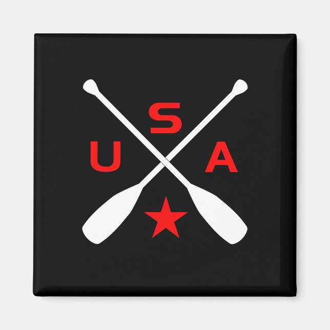 USA korsade Paddle Oars med Star Mörk Färg Magnet (Framsidan)