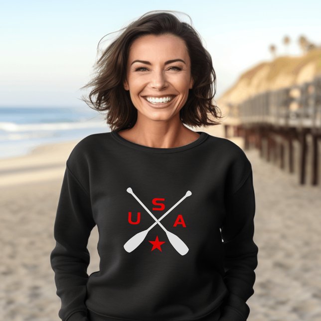 USA korsade Paddle Oars med Star Mörk Färg T Shirt (Skapare uppladdad)