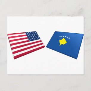 USA & Kosovo Flaggor Vykort