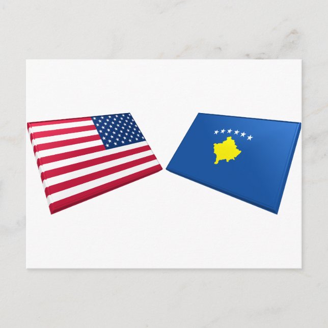 USA & Kosovo Flaggor Vykort (Framsida)