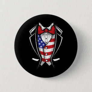 Usa kostym Smoking Patriotisk 4:e Juli Flagga Amer Knapp