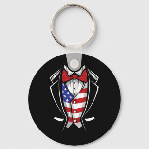 Usa Kostym Smoking Patriotisk 4:e Juli Flagga Amer Nyckelring