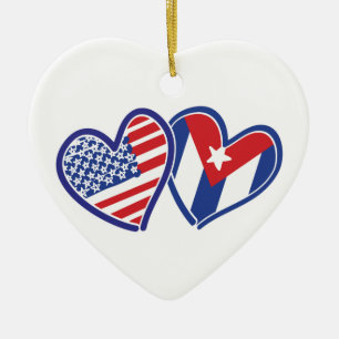 USA Kuba Kärlek Hearts Julgransprydnad Keramik