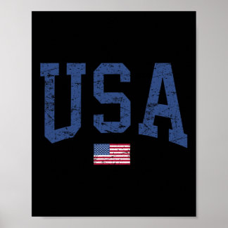 USA Kvinnor Män Barn Patriotisk Amerikansk Flagga  Poster