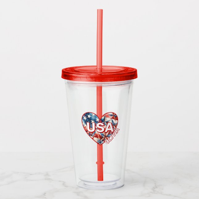 USA Lägg till Namn Take Away Mugg (Framsida)
