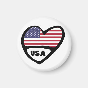 USA Land Code Flagga Heart, Förenade Stater Magnet