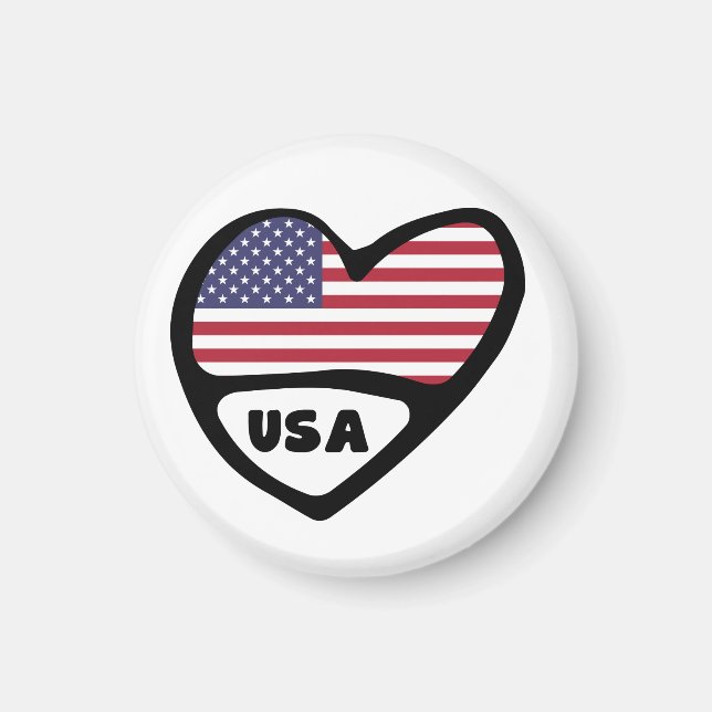 USA Land Code Flagga Heart, Förenade Stater Magnet (Framsidan)