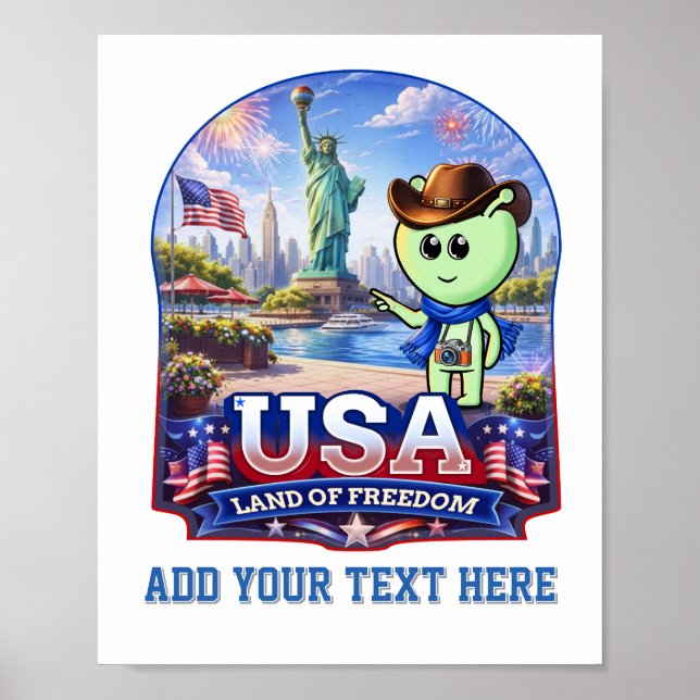 USA Land of Freedom Cute Travel Badge  Poster (Framsidan)