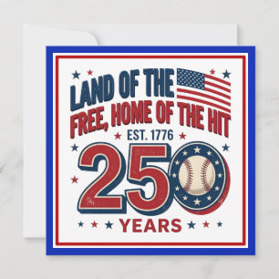 USA Land Of The Free Baseboll 250 År Inbjudningar
