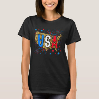 Usa Leopard Karta Perfekt Women T Shirt
