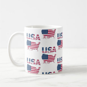 USA Lettering och Karta om Flagga politisk patriot Kaffemugg