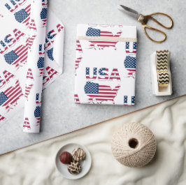 USA Lettering och Karta om Flagga politisk patriot Presentpapper