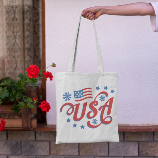 Usa Lettering Tote Bag Tygkasse (Skapare uppladdad)