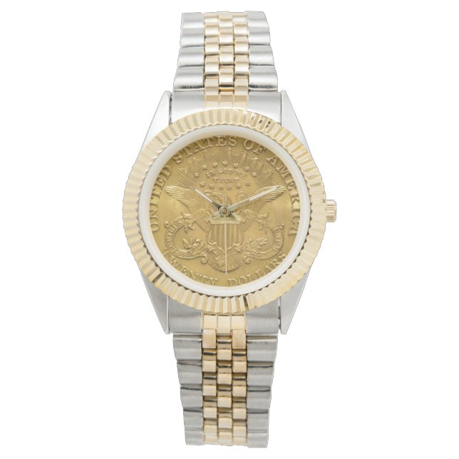 USA Liberty Guld Coin $20 i God Vi Trust Armbandsur (Framsida)
