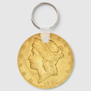 USA Liberty Head Guld Coin $20 1904 Nyckelring