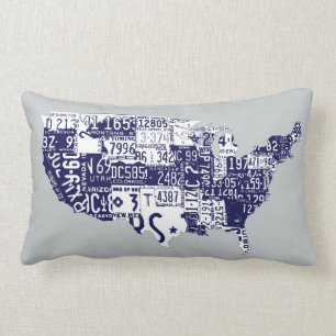 USA-licens tallrikar blue Lumbarkudde