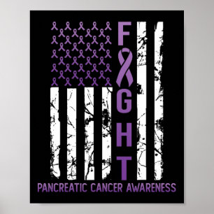 USA Lila Flagga Månad november Pankreascancer A Poster