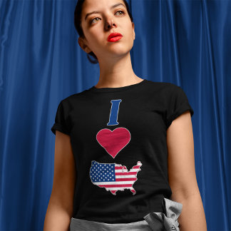 USA Lodrät I Kärlek Förenta Stater Amerika Flagga T Shirt